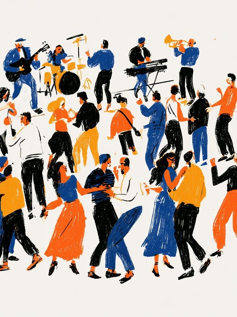 Jazz Dance Crowd Illustration Poster. poster — illustration art