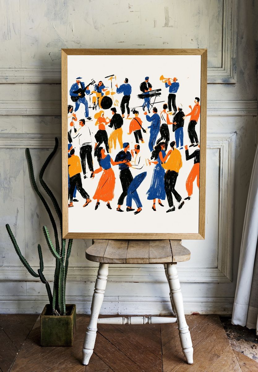 Jazz Dance Crowd Illustration Poster. room preview