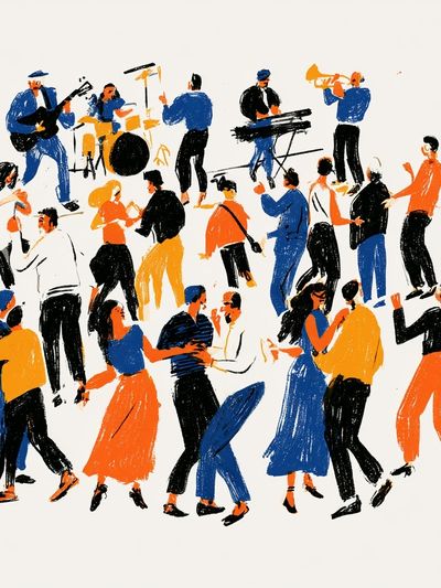 Jazz Dance Crowd Illustration Poster.