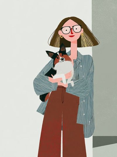 Woman with Dog Illustration Poster. poster
