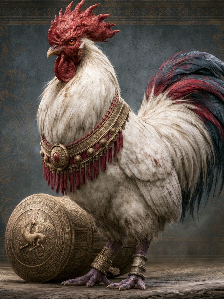 Regal Rooster Fantasy Illustration Poster. poster — illustration art