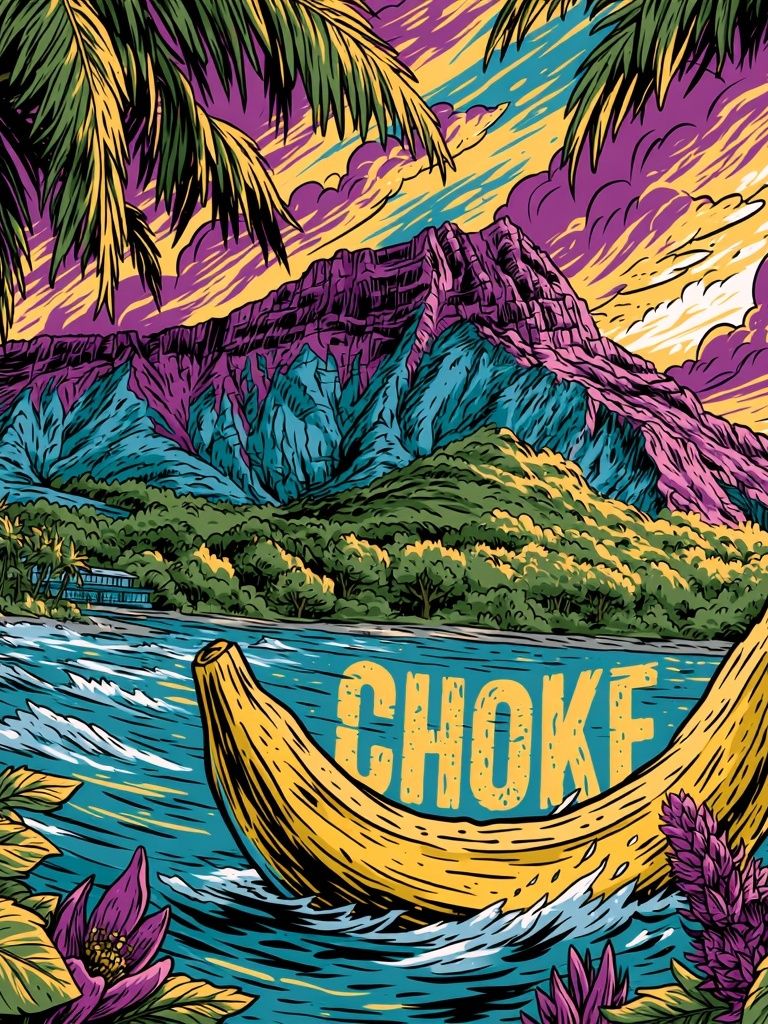 Choke Tropical Surf Poster. poster — illustration art