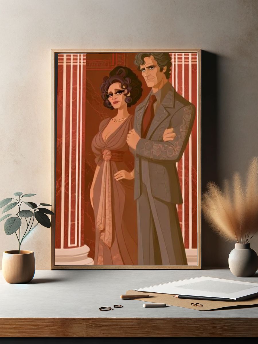 Romantic Couple Illustration Poster. — room view 2
