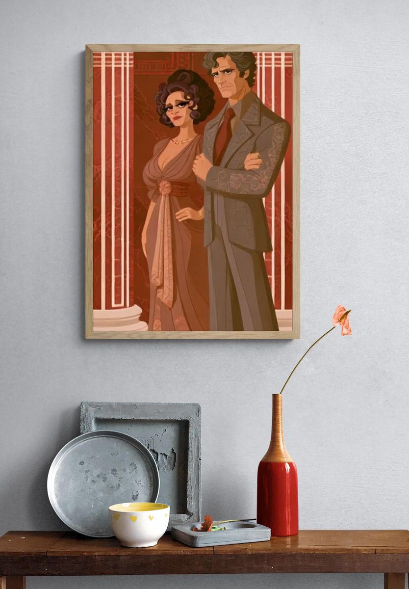 Romantic Couple Illustration Poster. — room view 3