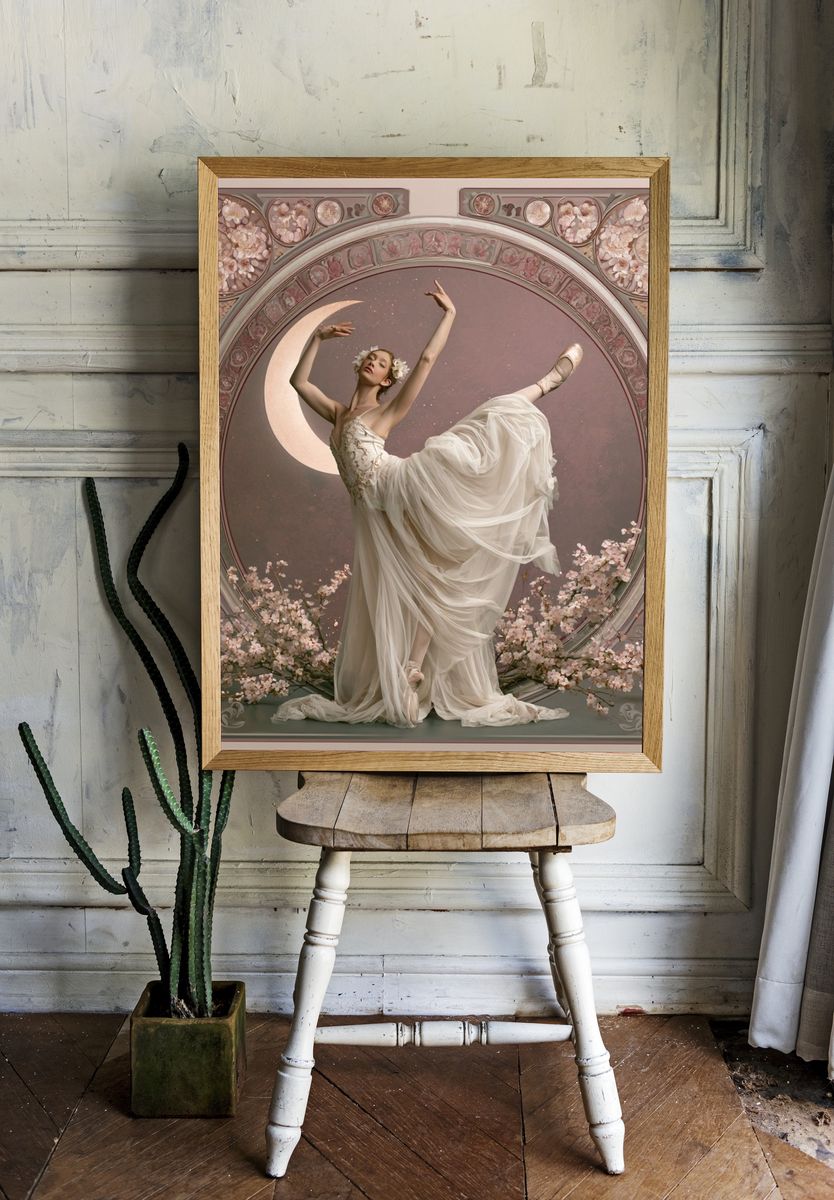 Moonlit Ballerina Vintage Print. — room view 1