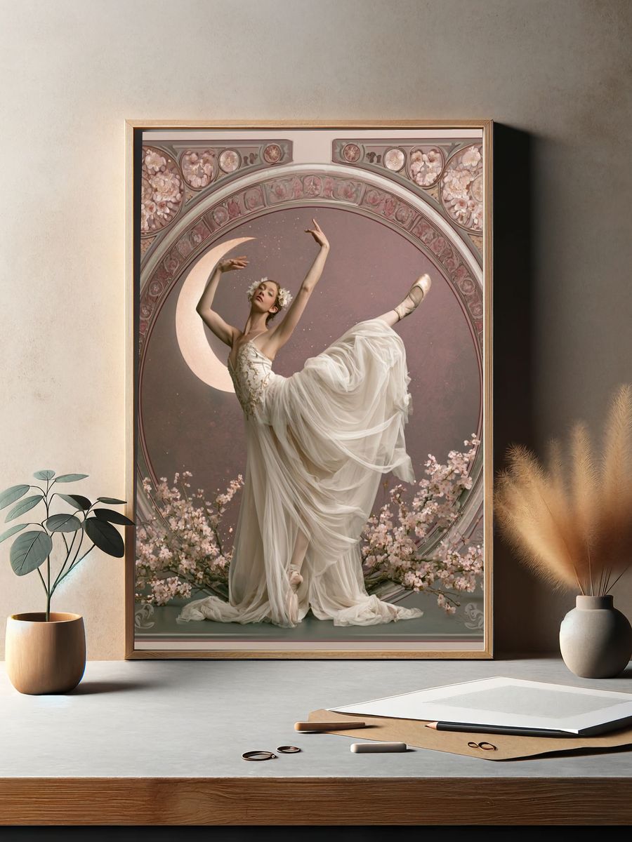 Moonlit Ballerina Vintage Print. — room view 2
