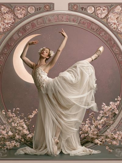 Moonlit Ballerina Vintage Print. poster