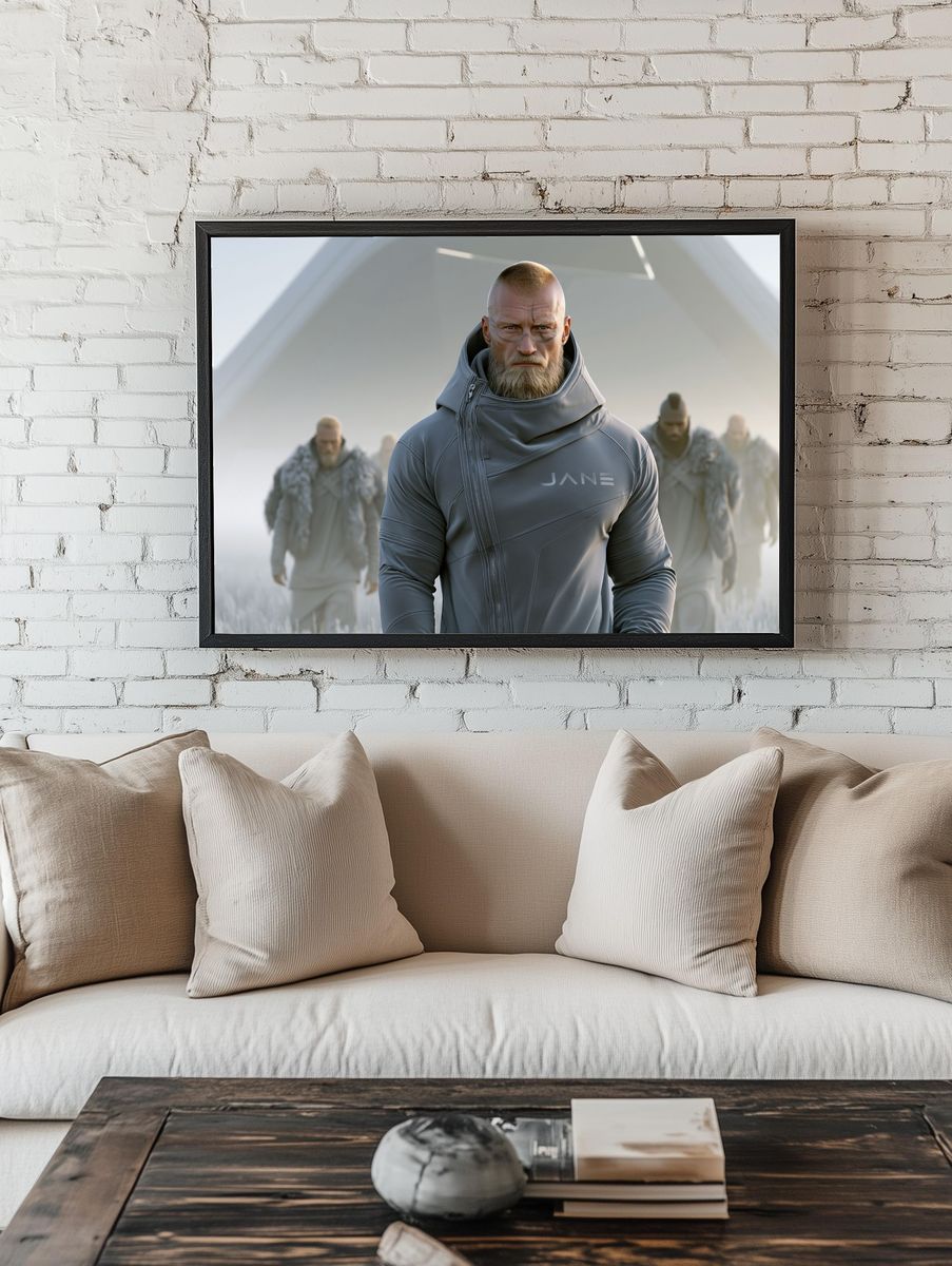 Futuristic Warrior Portrait Print. room preview