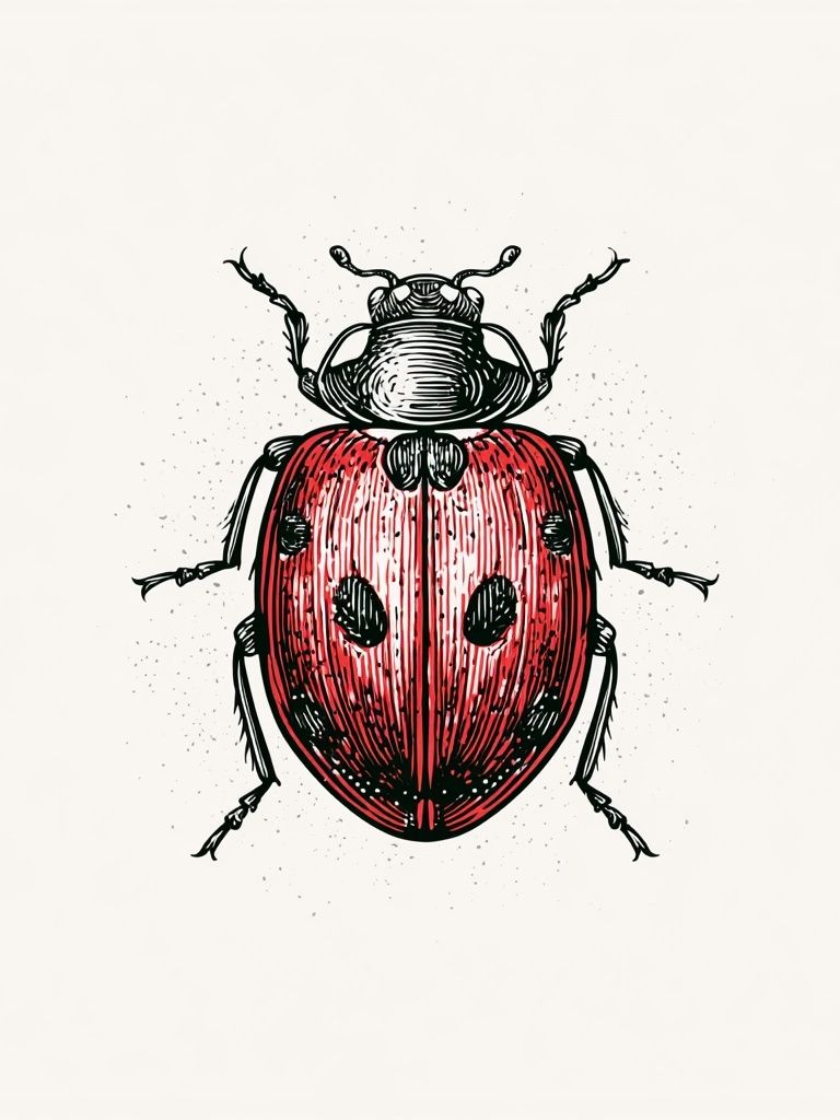 Ladybug Ink Illustration Poster. poster — illustration art