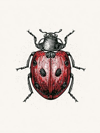 Ladybug Ink Illustration Poster.