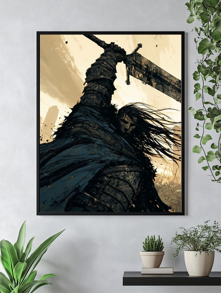 Dark Fantasy Warrior Poster. — room view 4