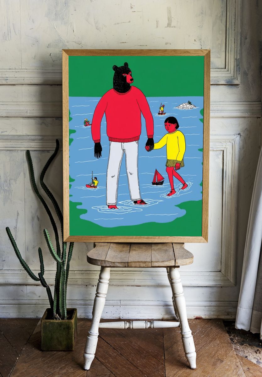 Bear and Child on Ice Poster. room preview