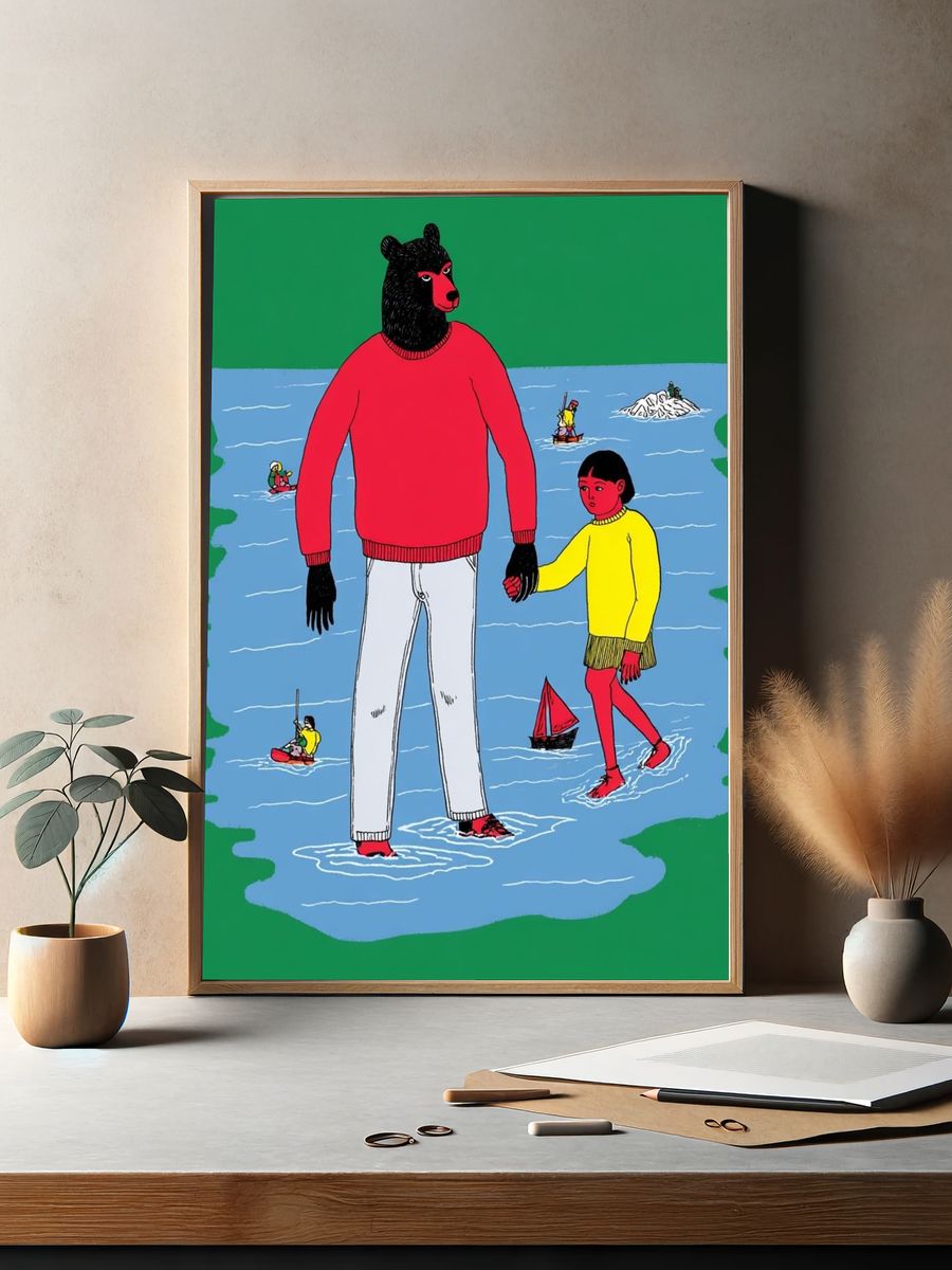 Bear and Child on Ice Poster. — room view 2