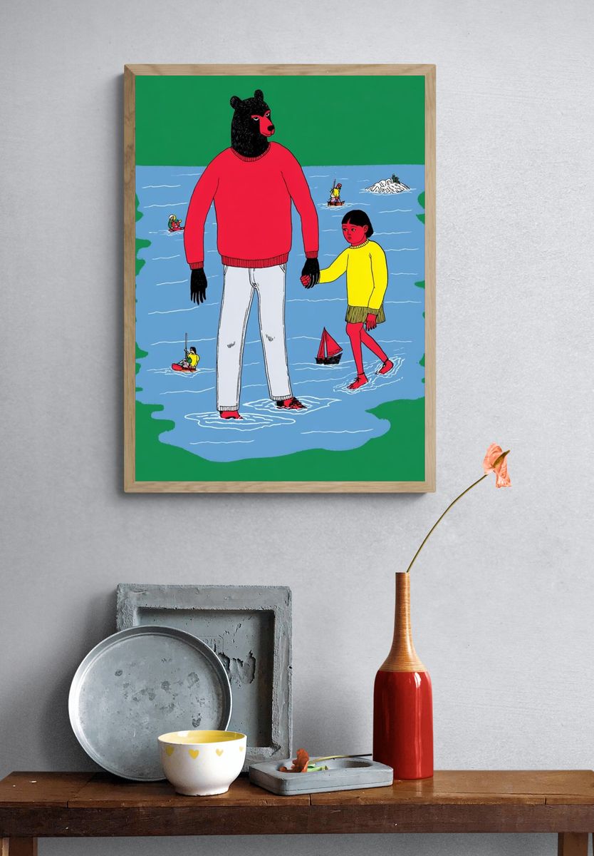 Bear and Child on Ice Poster. — room view 3