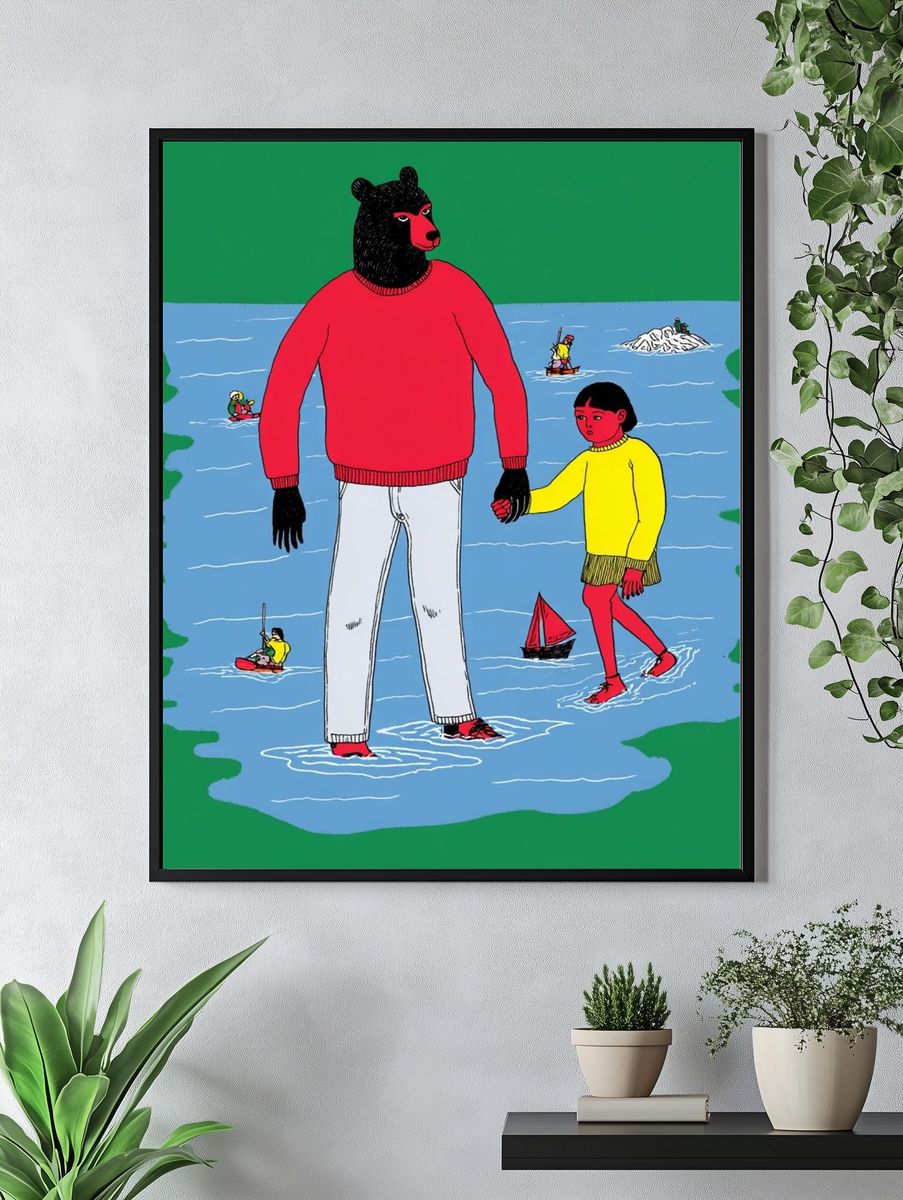 Bear and Child on Ice Poster. — room view 4