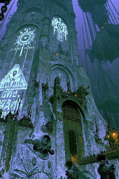 Gothic Sci-Fi Citadel Poster. poster