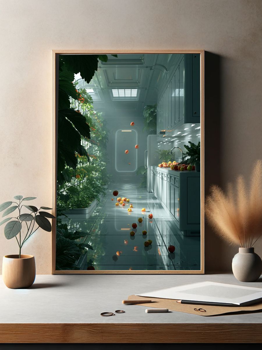 Futuristic Greenhouse Kitchen Print. — room view 2