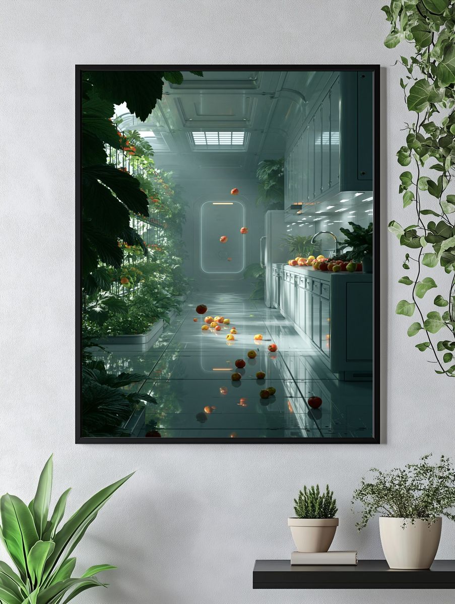 Futuristic Greenhouse Kitchen Print. — room view 4