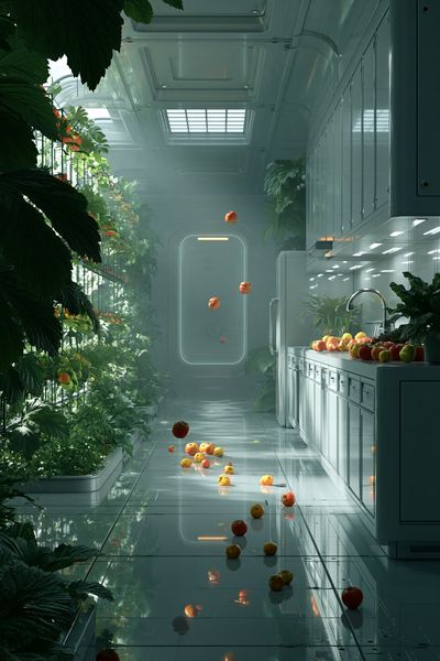 Futuristic Greenhouse Kitchen Print.
