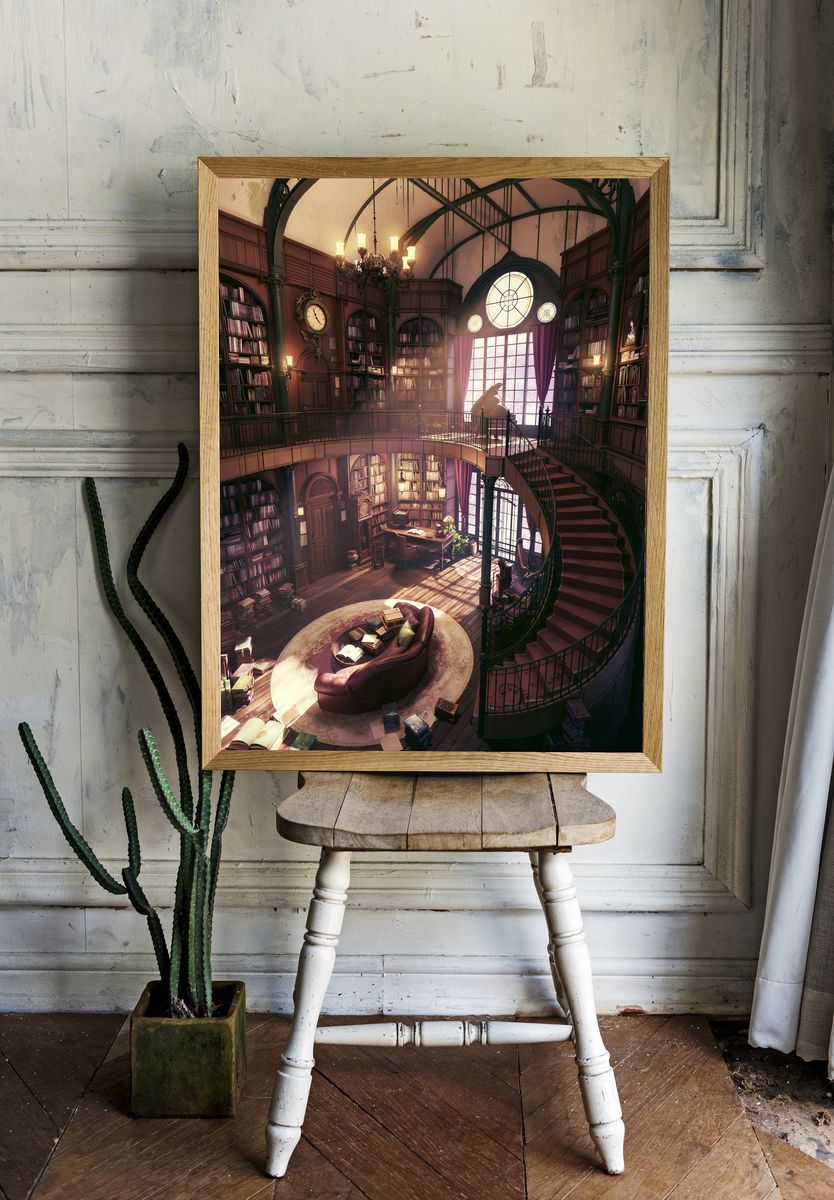 Ornate Dragon Staff Fantasy Print. room preview