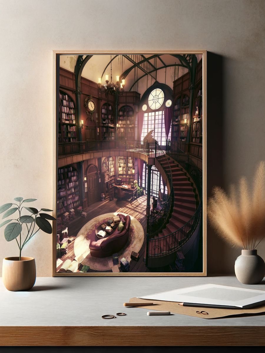 Ornate Dragon Staff Fantasy Print. — room view 2