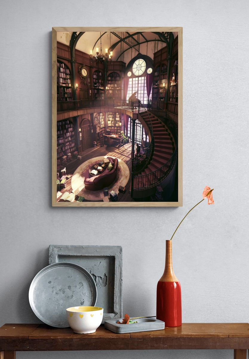 Ornate Dragon Staff Fantasy Print. — room view 3