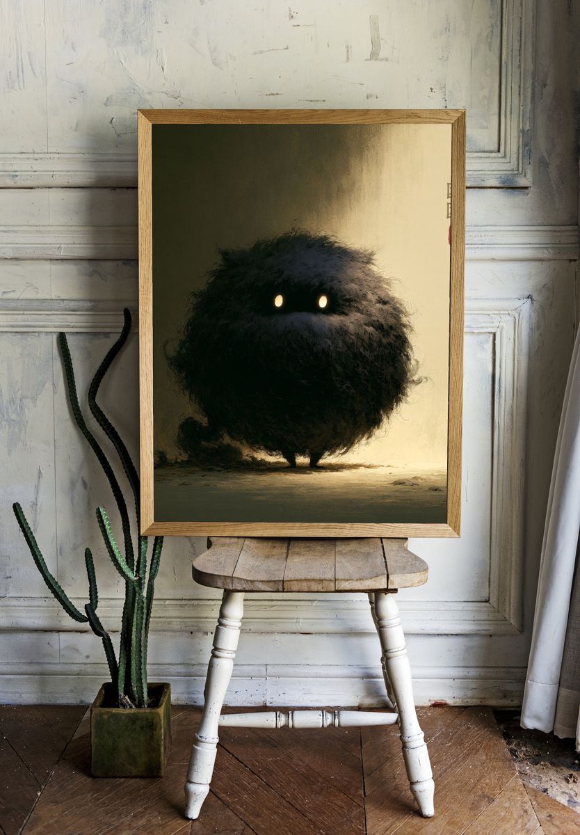Mysterious Furry Creature Illustration Poster. room preview