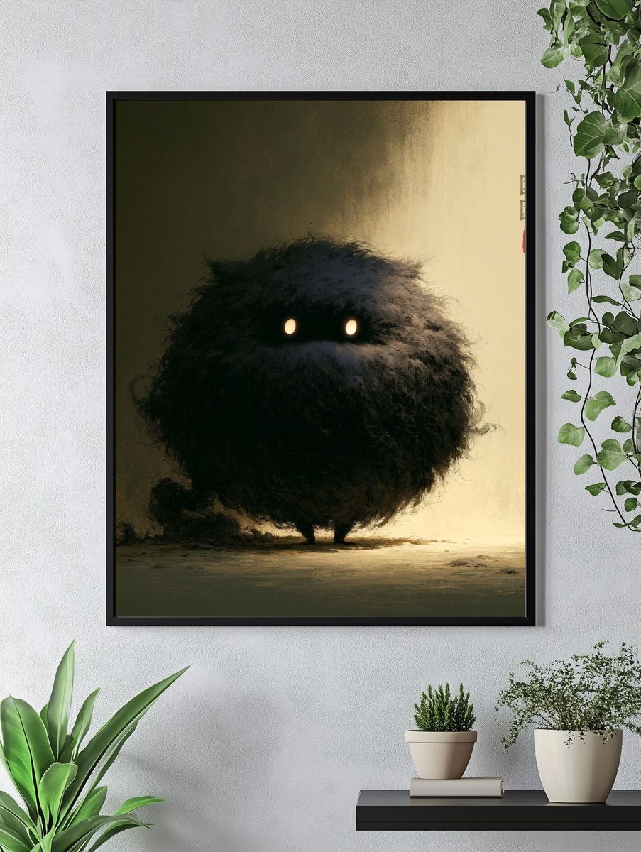 Mysterious Furry Creature Illustration Poster. — room view 4