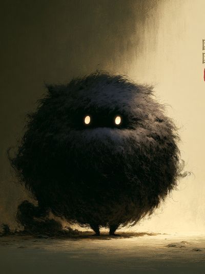 Mysterious Furry Creature Illustration Poster. poster print