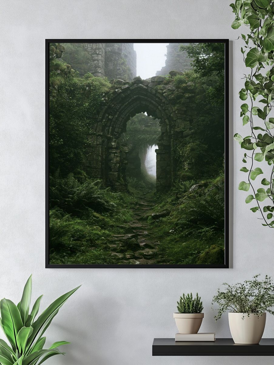Mossy Ruins Forest Arch Poster. — room view 4