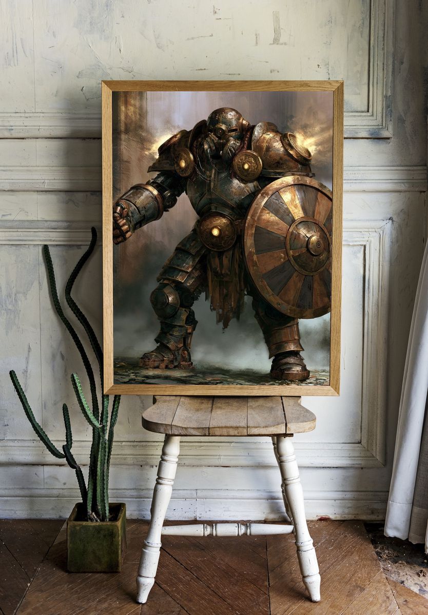 Armored Guardian Fantasy Print. room preview