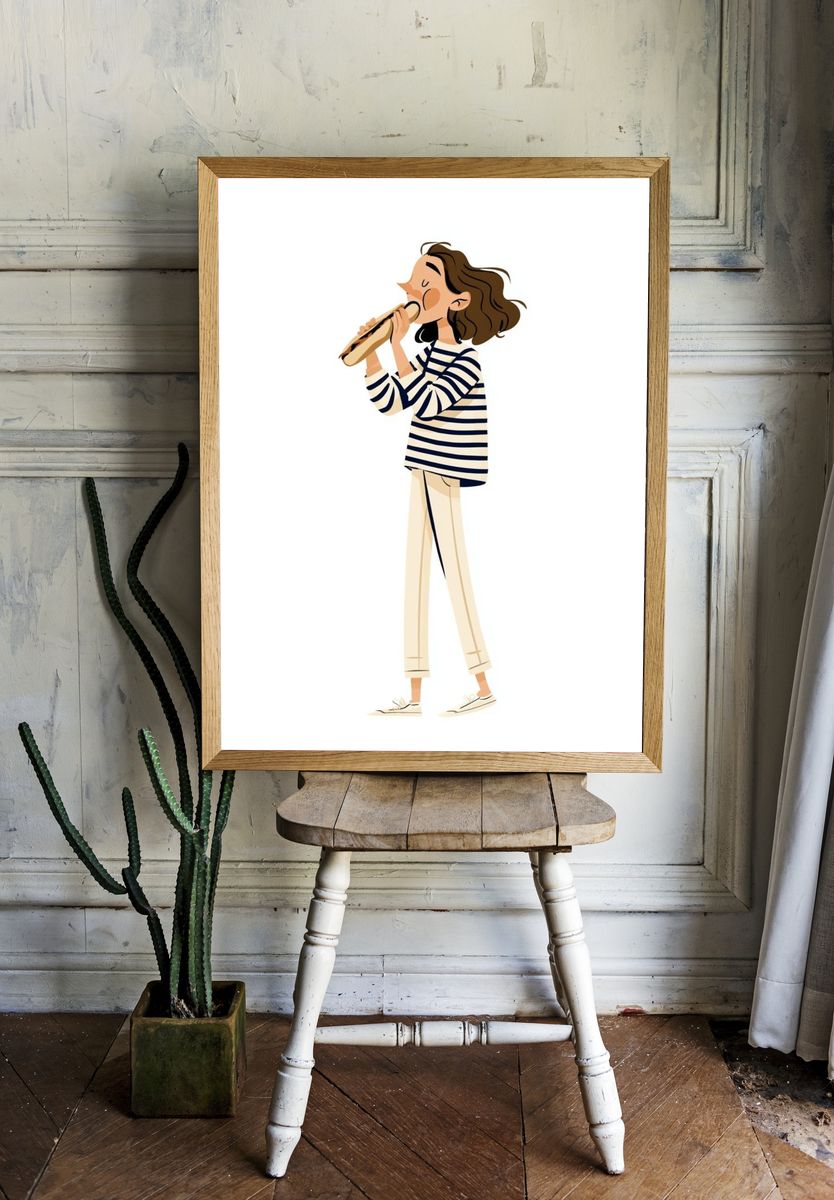 Flute Player Illustration Poster. room preview