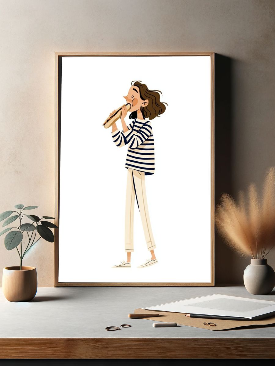 Flute Player Illustration Poster. — room view 2