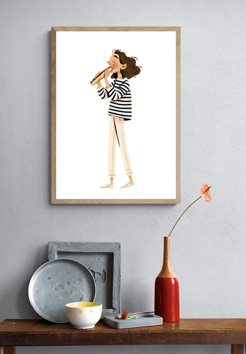 Flute Player Illustration Poster. — room view 3