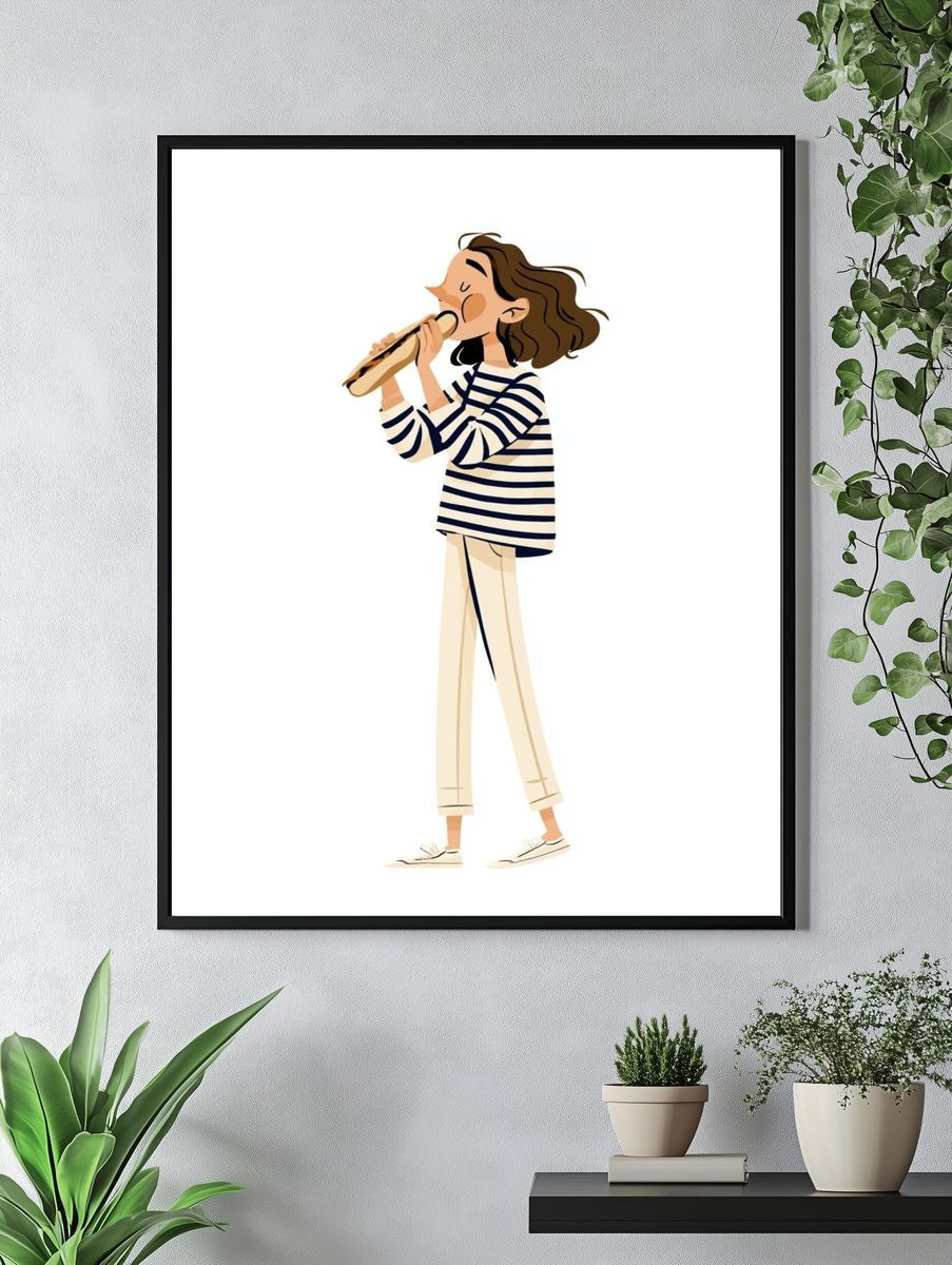 Flute Player Illustration Poster. — room view 4