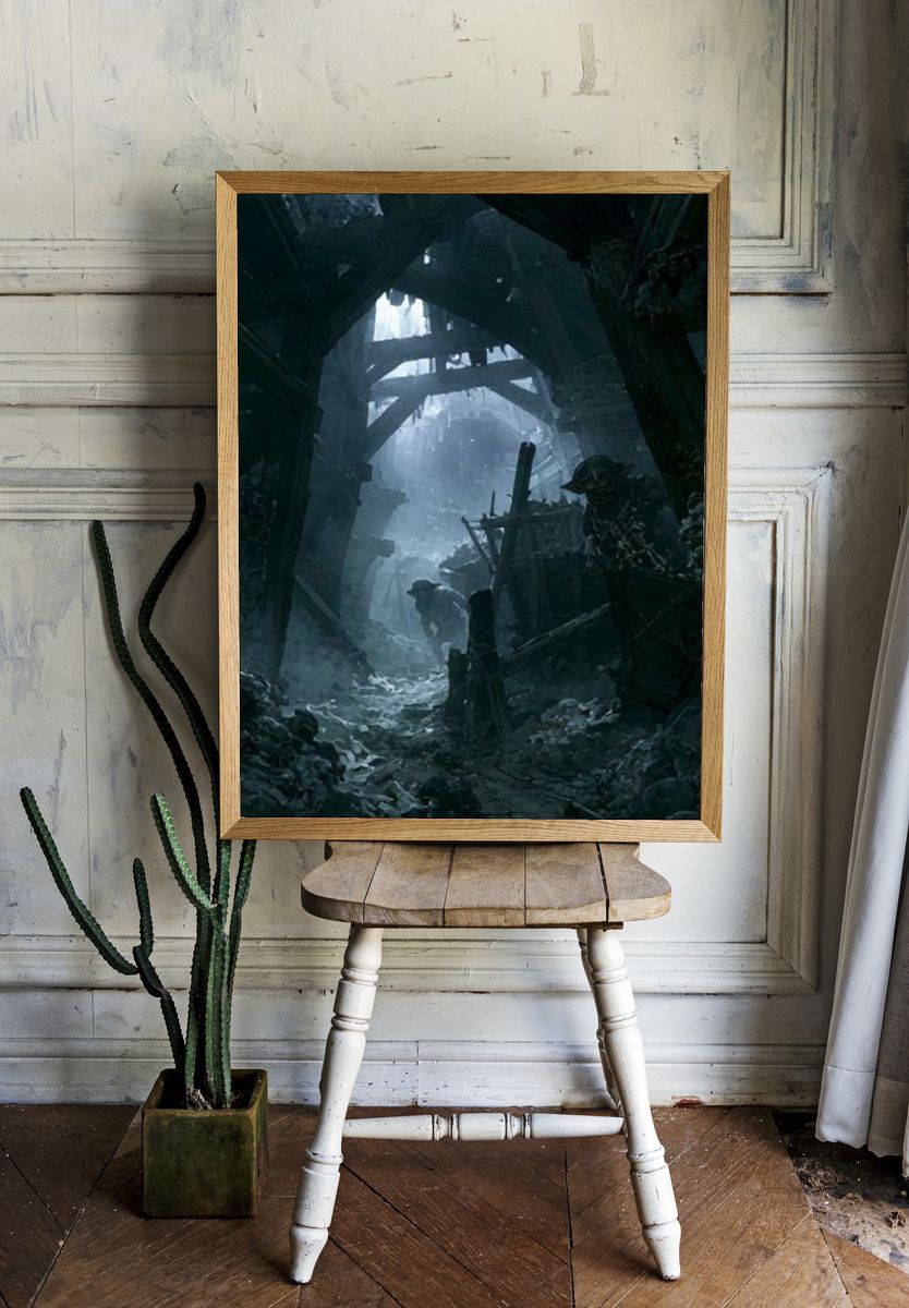 Frozen Ruins Fantasy Illustration Poster. — room view 1