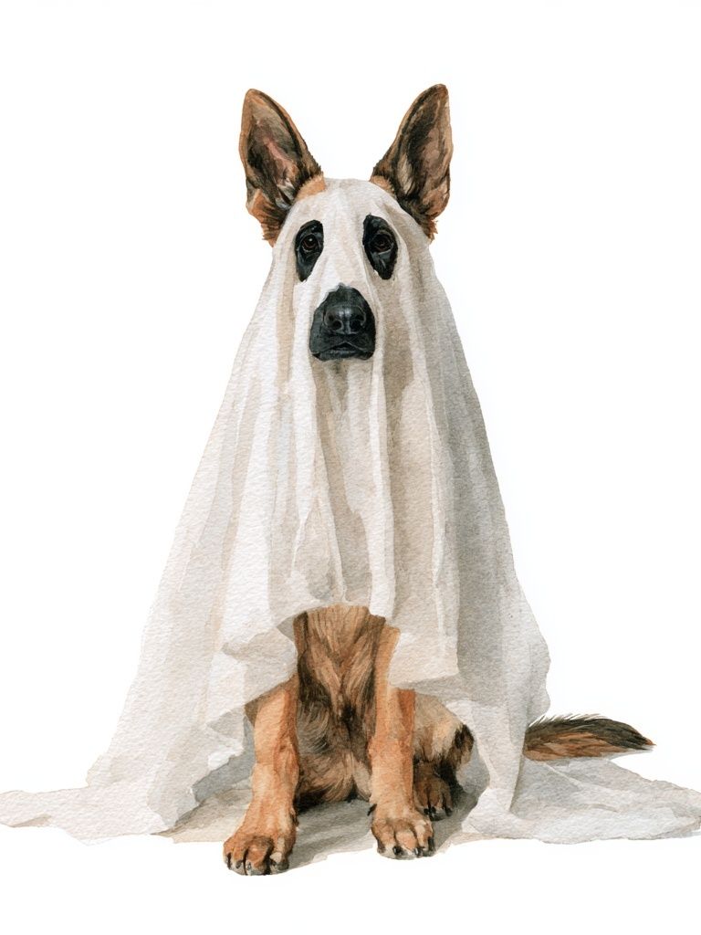 Ghost Dog Watercolor Poster. poster detail