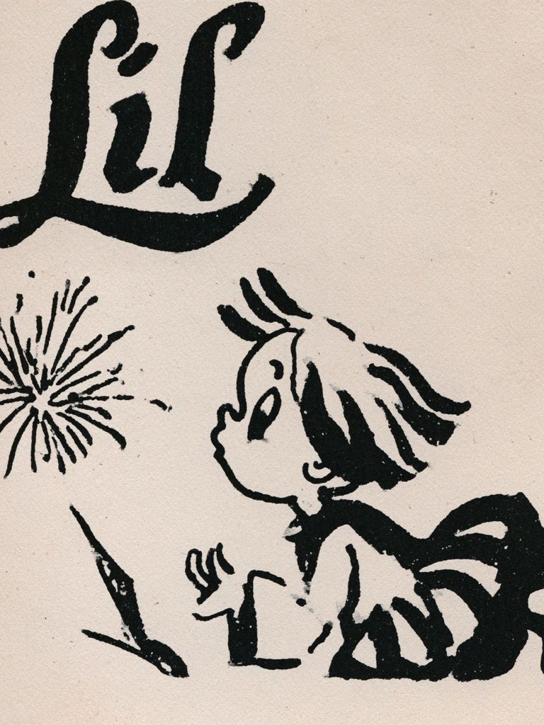 Child and Firework Ink Print. poster — illustration art