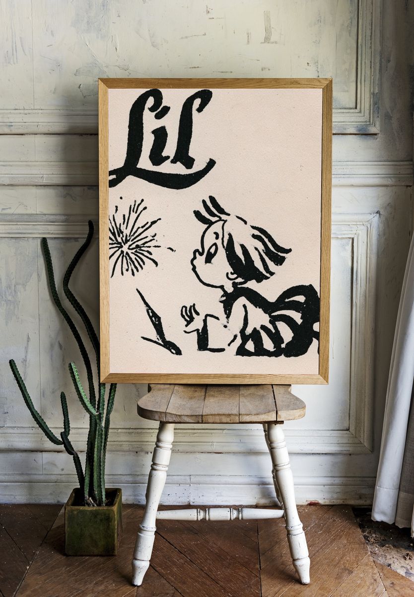 Child and Firework Ink Print. — room view 1