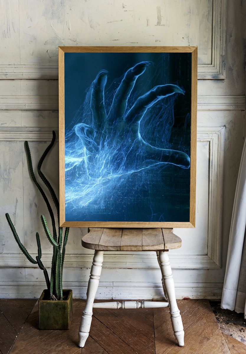 Digital Hand Energy Illustration Poster. room preview