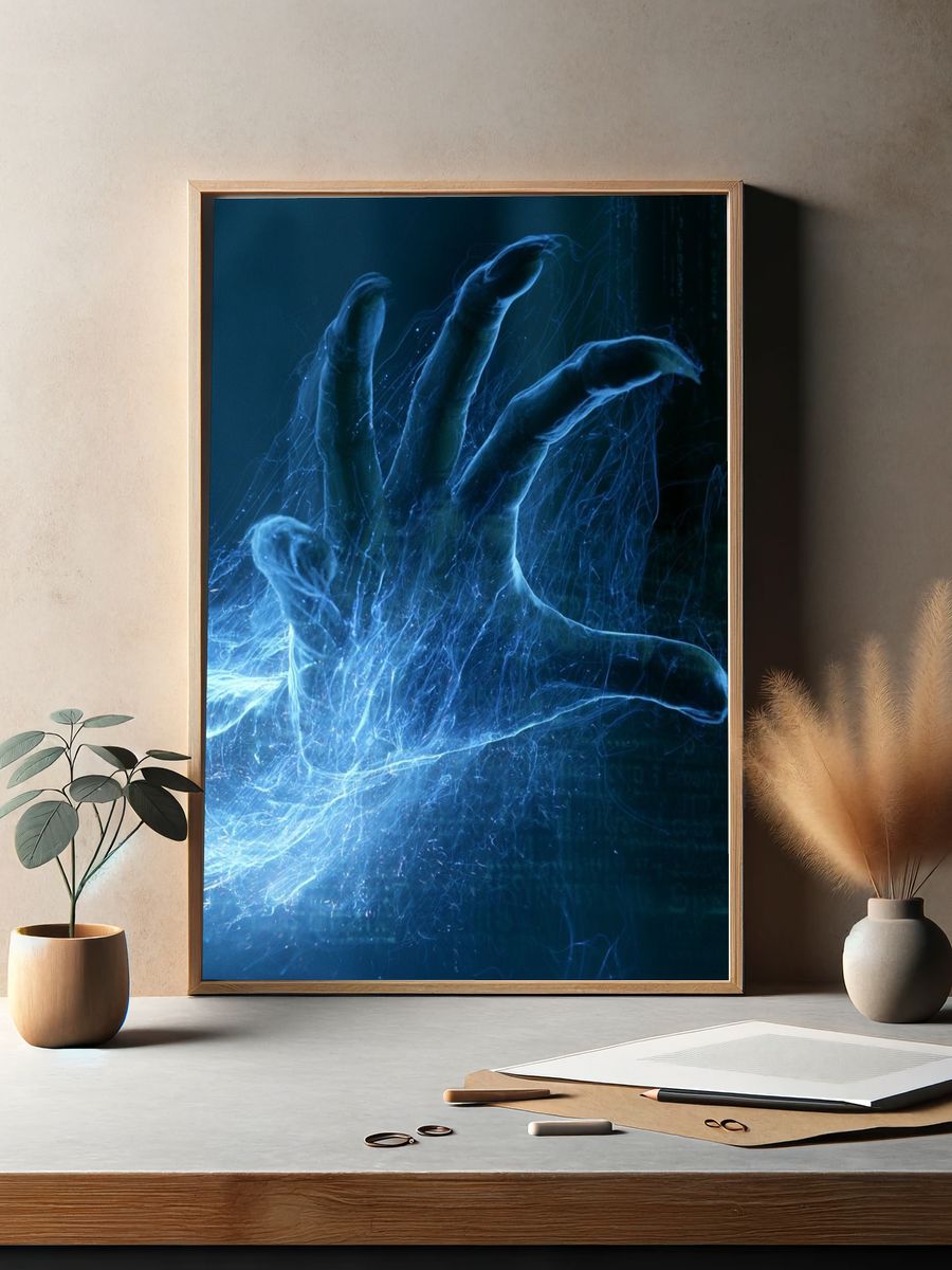 Digital Hand Energy Illustration Poster. — room view 2