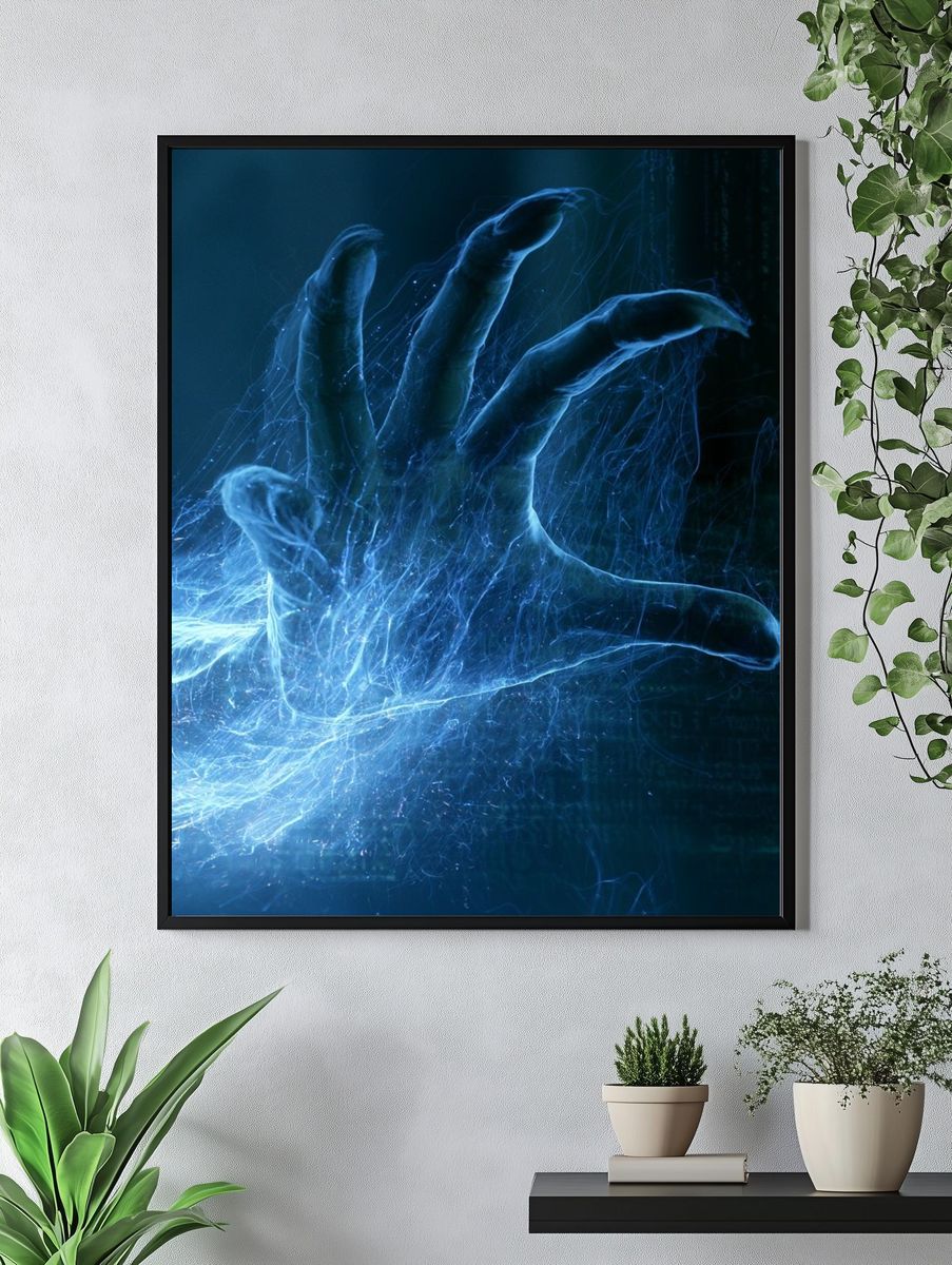 Digital Hand Energy Illustration Poster. — room view 4