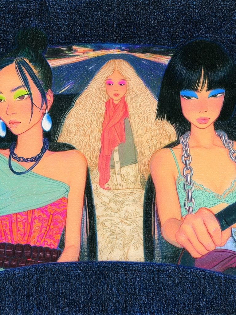 Neon Fashion Car Ride Poster. poster — illustration art
