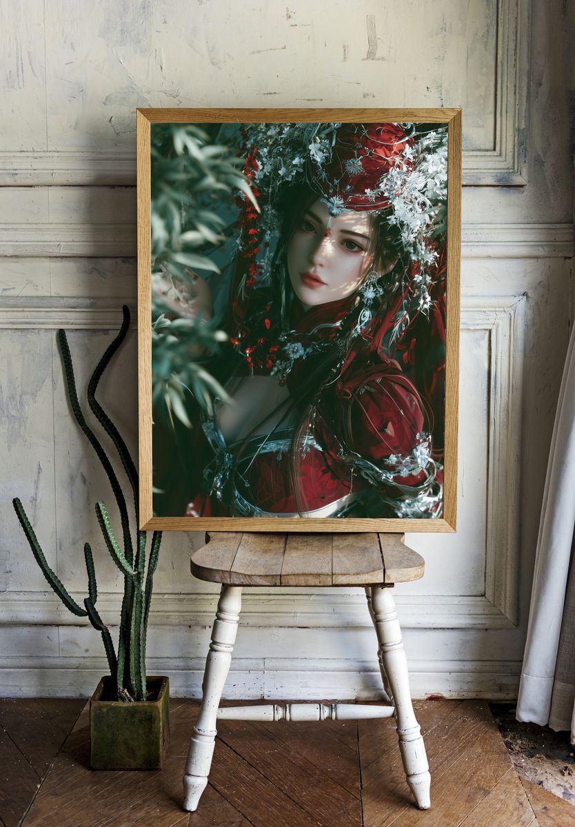 Floral Fantasy Portrait Print. room preview
