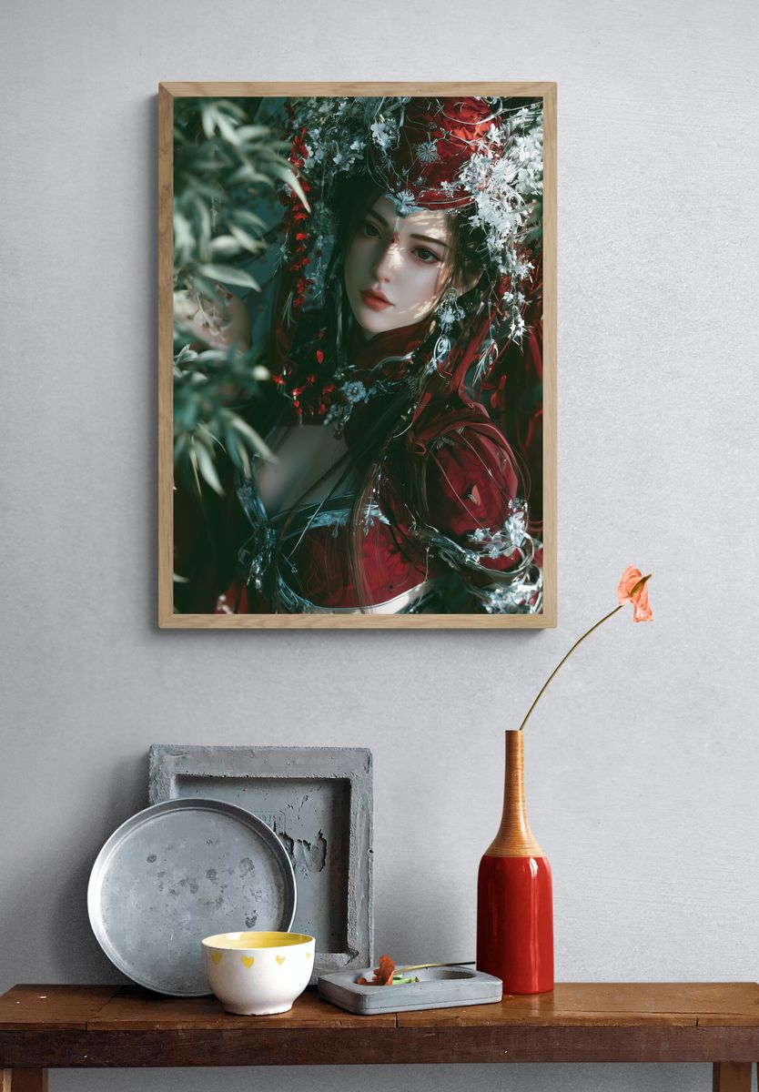 Floral Fantasy Portrait Print. — room view 3