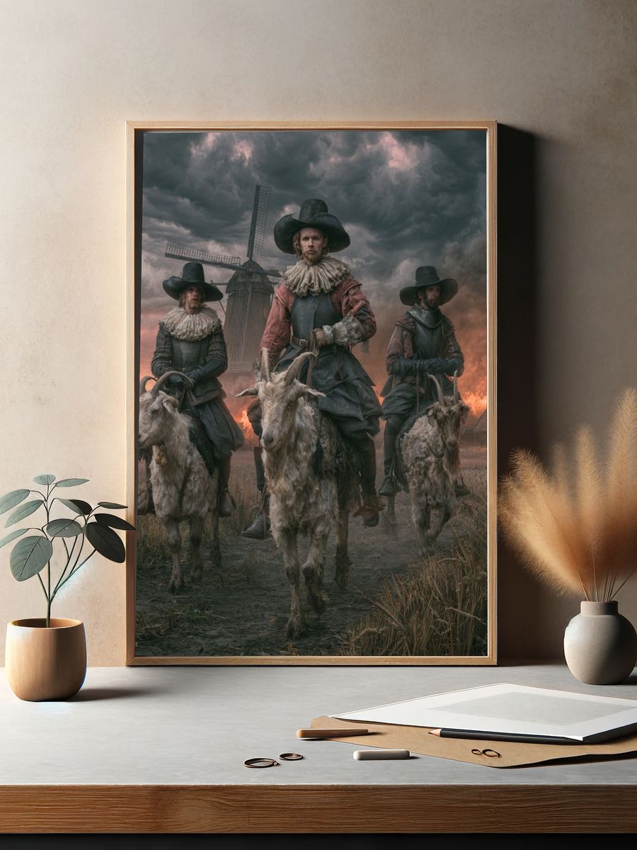 Goat Riders at Dusk Poster. — room view 2