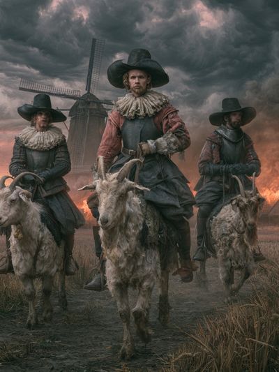 Goat Riders at Dusk Poster.