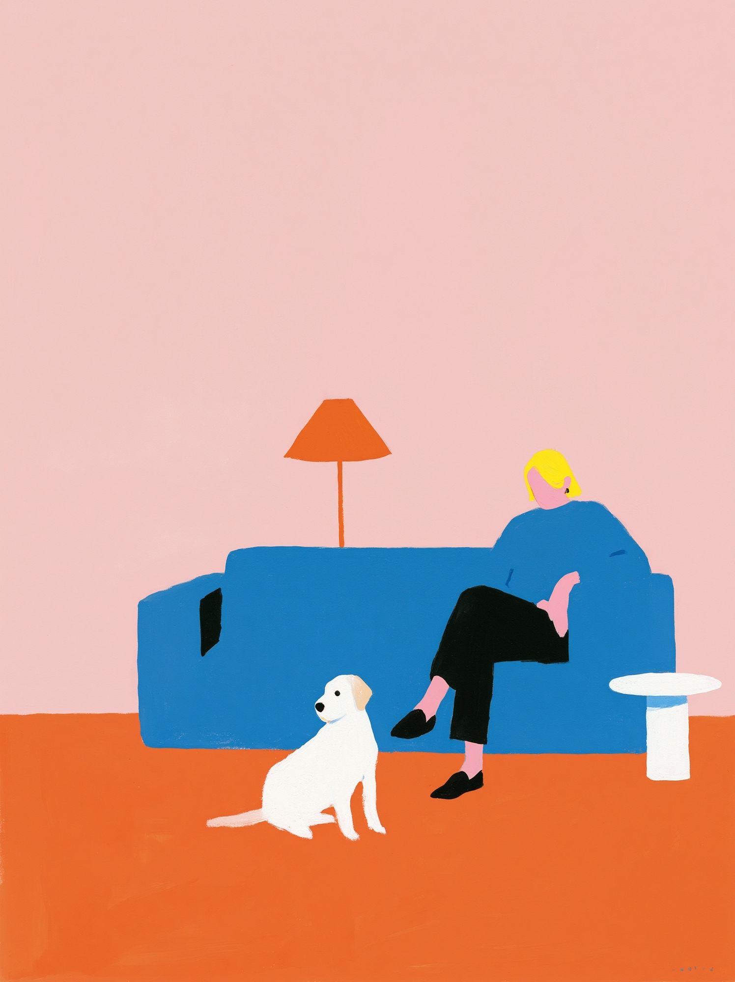 Dog and Sofa Illustration Poster. poster — illustration art