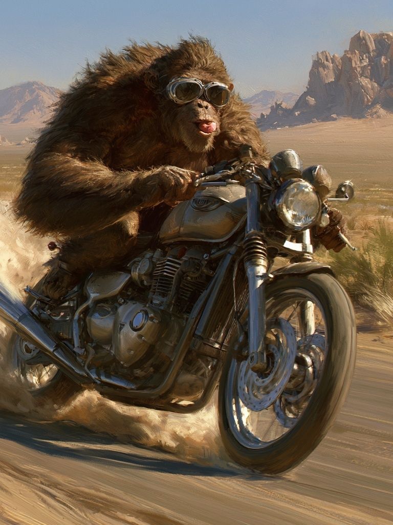 Monkey Desert Ride Illustration Poster. poster — illustration art
