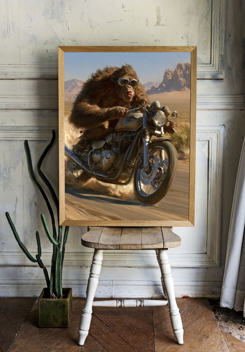 Monkey Desert Ride Illustration Poster. room preview